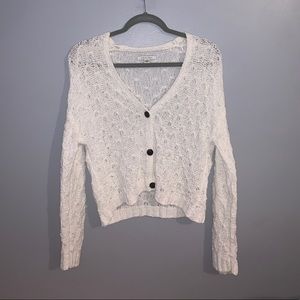 ae cropped white button up cardigan